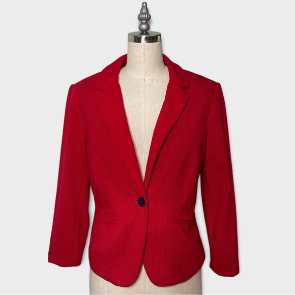 The Limited Red Polka Dot Fitted Stretch Blazer Jacket Small - Picture 2 of 10
